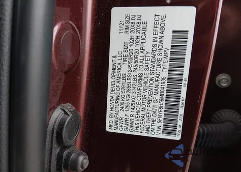 2021 Honda Passport Awd Ex-L z USA, uszkodzony, nr VIN 5FNYF8H56MB041935